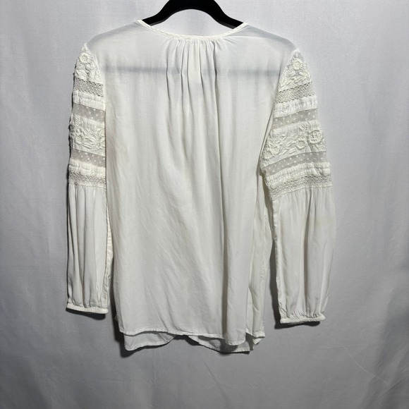 Chicos White Cottage Core Boho Chic Romantic Button Up Top Blouse Rayon 1 (8-10) - Picture 2 of 7